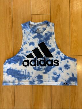 ADIDAS NEW Tie Dye Dyed Crop Cropped Tank Top Blue M